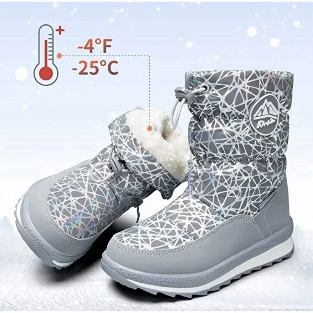 Kids Snow Boots Boys Girls Toddler Winter Outdoor Boots Waterproof with‎ Fur 4